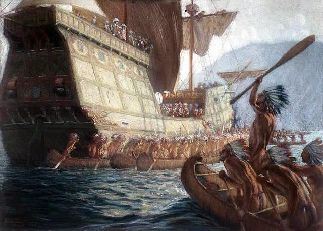 Samuel_de_Champlain_arrive_à_Québec_-_George_Agnew_Reid_-_1909