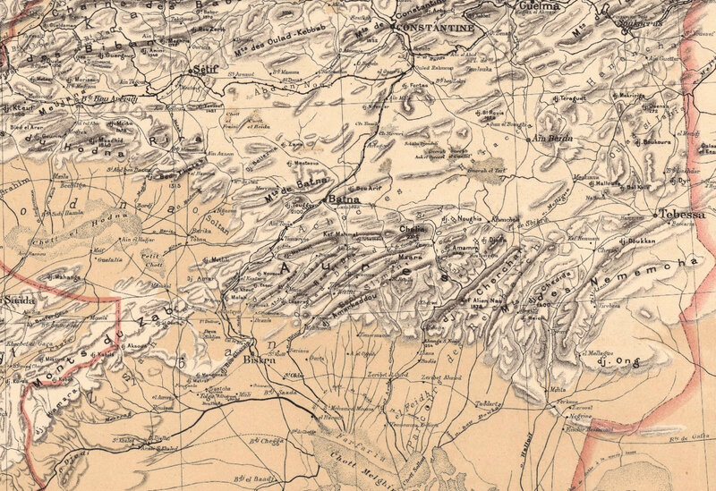 Algérie, carte Niox, 1884, les Aurès