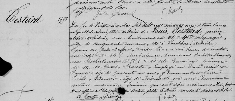 Louis Testard, décès, 25 mai 1871