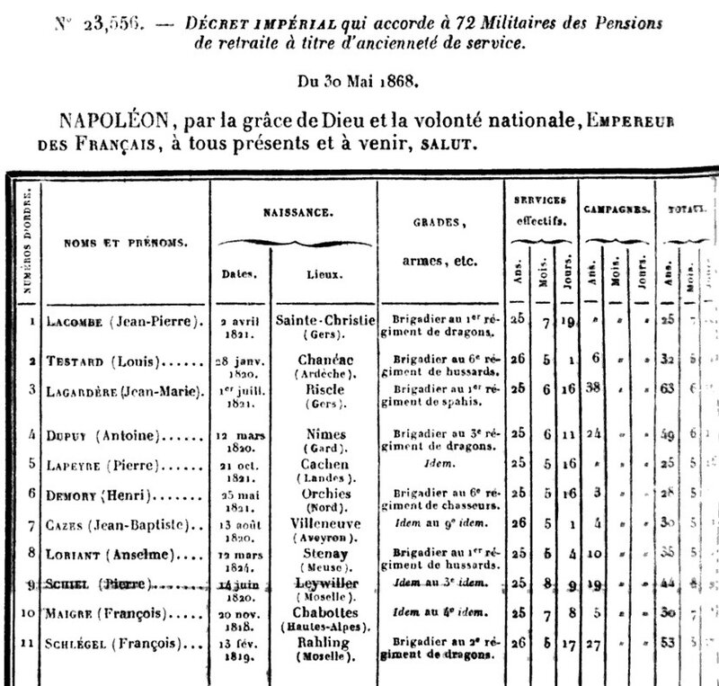 décret impérial, 30 mai 1868