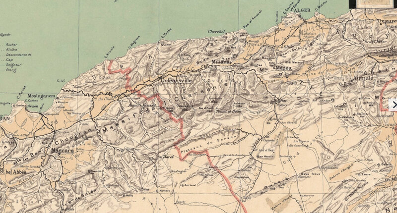 Algérie, carte Niox, 1884, Alger et région