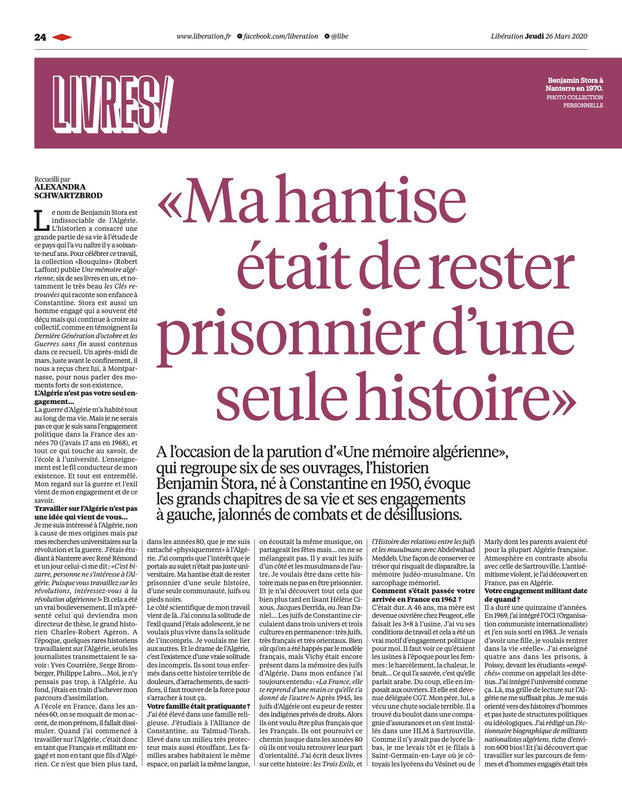 benjamin-stora-entretien-liberation-26-3-2020