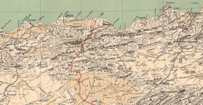 Algérie, carte Niox, 1884, Kabylie
