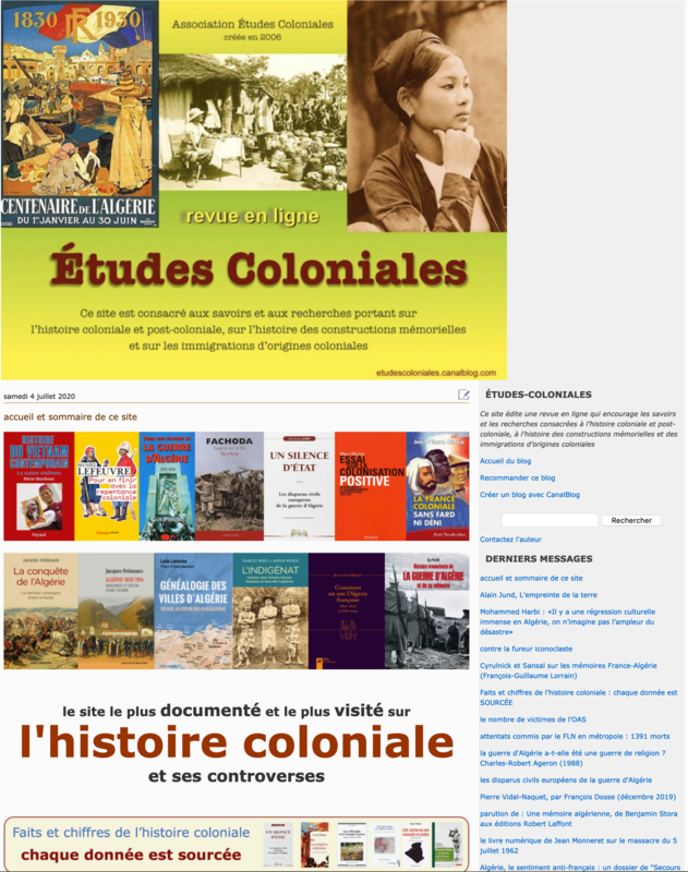 page accueil Études Coloniales