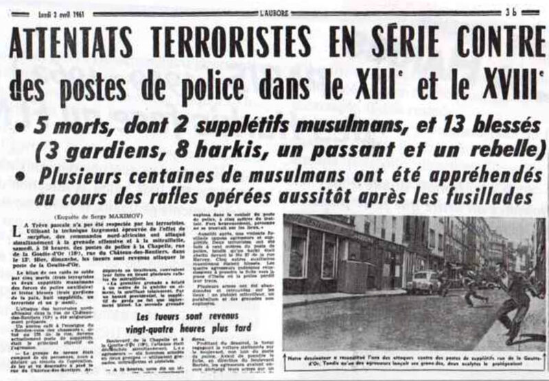 Aurore, 3 avril 1961, attentats FLN